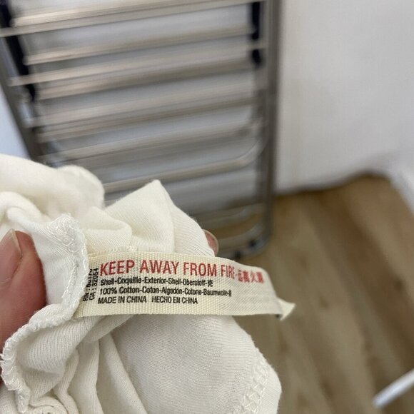 Free People Tiered Button Front Long Sleeve Mini Dress Boho White size Large - Picture 10 of 10